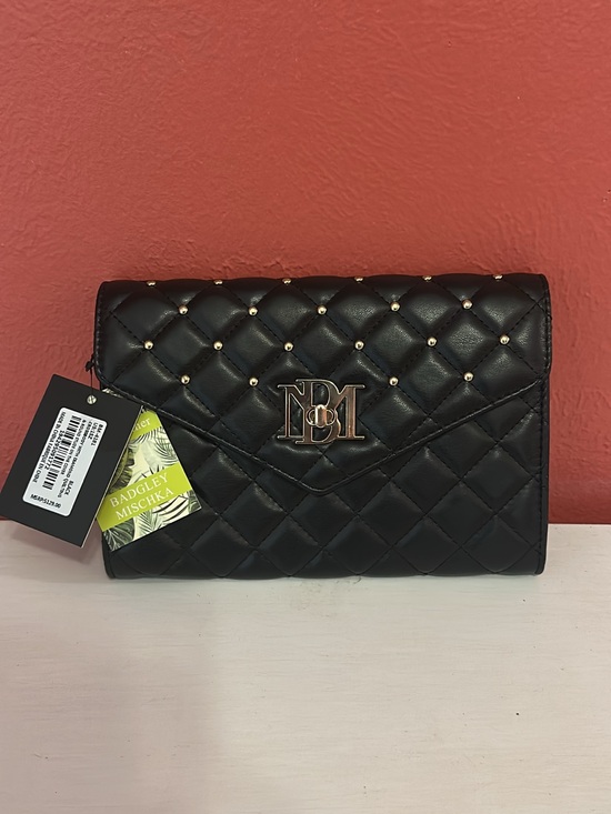 Badgley Mischka Handbags - Badgley Mischka Black Quilted Studded Envelope Clutch